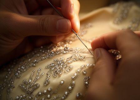 Close-up of bespoke stitching
