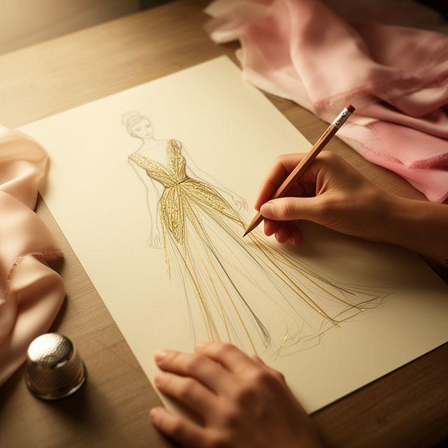 A designer sketching an evening gown